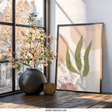 Abstract Botanical Wall Art, Minimalist Plant Print, Neutral Tone Art, Modern Home Decor, Trendy Wall Decor, Nature Inspired Art - Tawshia