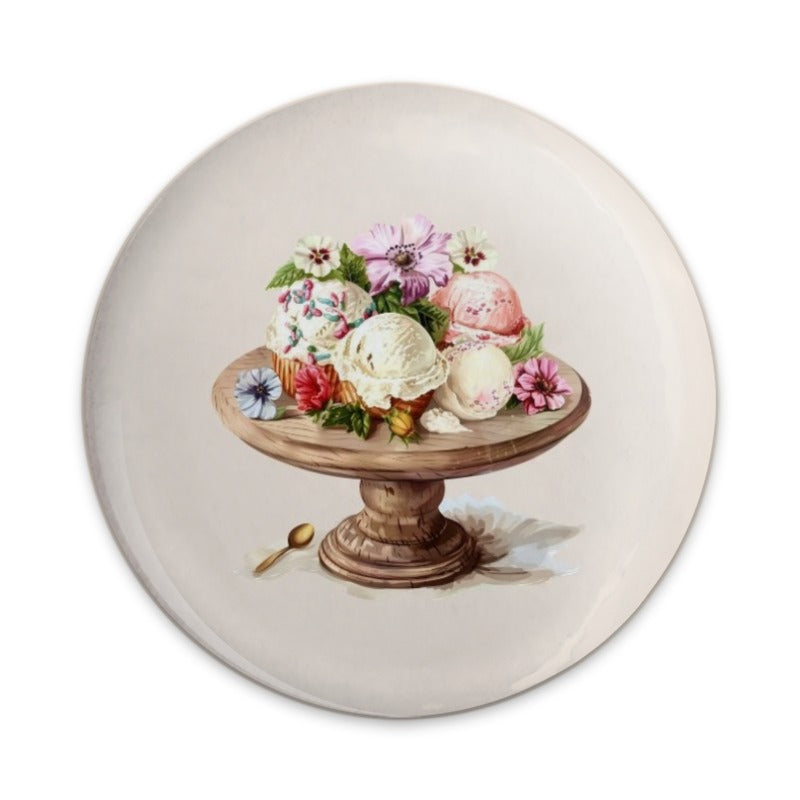 Ice Cream Pinback Button, Floral Button, Dessert Badge, Food Button, Cute Button, Unique Accessories, Ice Cream Lover, Button Collection - Tawshia