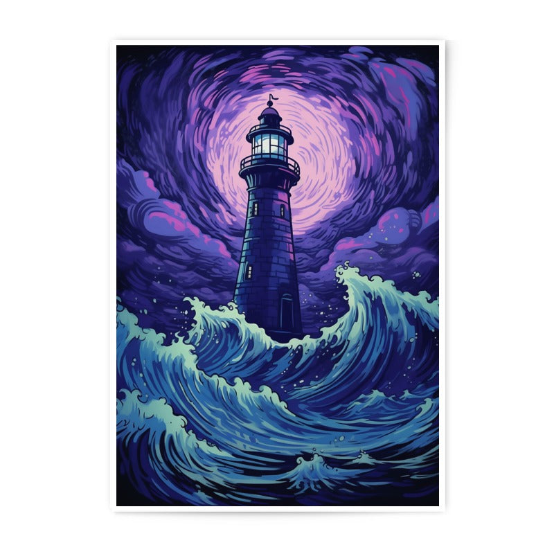 Lighthouse Photographic Print, Stormy Seas Art, Fantasy Nautical Decor, Unique Wall Hanging, Ocean Waves Picture, Atmospheric Print - Tawshia
