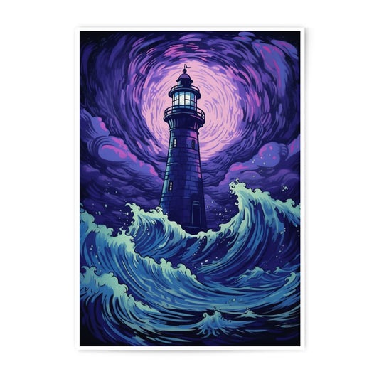 Lighthouse Photographic Print, Stormy Seas Art, Fantasy Nautical Decor, Unique Wall Hanging, Ocean Waves Picture, Atmospheric Print - Tawshia