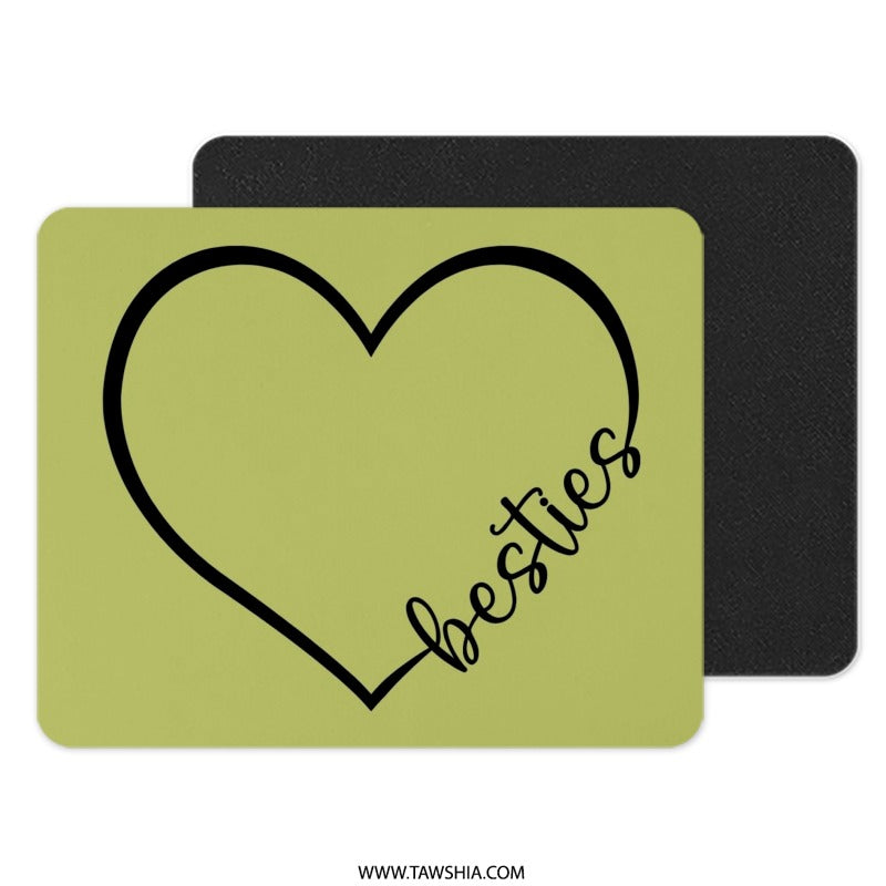 Besties Heart Mouse Pad, Cute Friends Mousepad, BFF Gift, Friendship Mousepad, Best Friend Mousepad, Office Decor, Desk Accessories - Tawshia