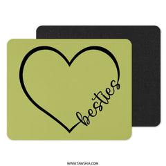 Besties Heart Mouse Pad, Cute Friends Mousepad, BFF Gift, Friendship Mousepad, Best Friend Mousepad, Office Decor, Desk Accessories - Tawshia