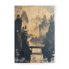 Mountain Bridge Photographic Print, Zen Landscape Art, Asian Wall Decor, Nature Fine Art Print, Peaceful Scenery Photo, Home Decor Gift - Tawshia