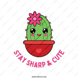 Cute Cactus Tote Bag, Stay Sharp Tote, Gift for Her, Kawaii Tote Bag, Plant Lover Tote, Funny Tote, Aesthetic Tote, Trendy Tote - Tawshia