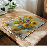 Sunflower Still Life Photographic Print, Floral Art Print, Impressionist Style, Yellow Flowers, Home Decor, Wall Art, Flower Vase - Tawshia