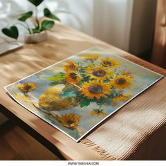 Sunflower Still Life Photographic Print, Floral Art Print, Impressionist Style, Yellow Flowers, Home Decor, Wall Art, Flower Vase - Tawshia
