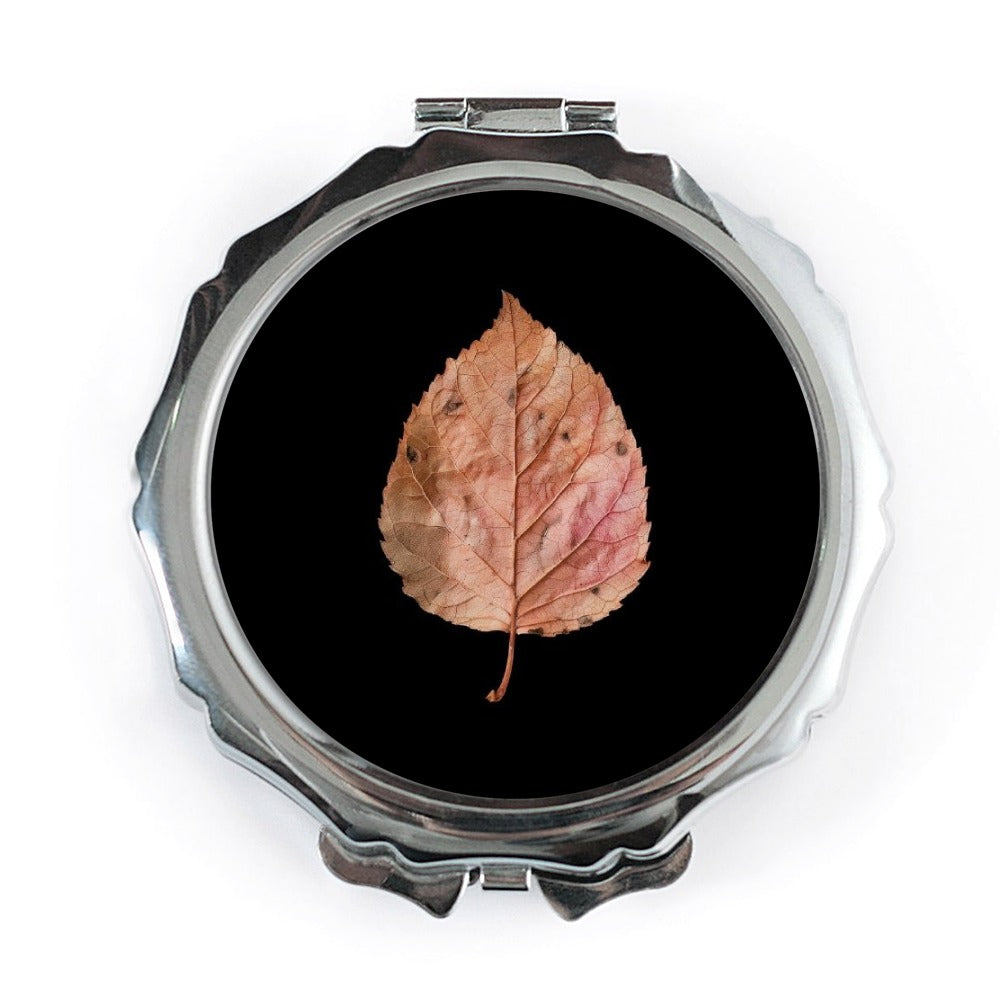 Autumn Leaf Pocket Mirror, Fall Foliage Compact Mirror, Nature Inspired Cosmetic Mirror, Botanical Gift for Her, Purse Mirror - Tawshia
