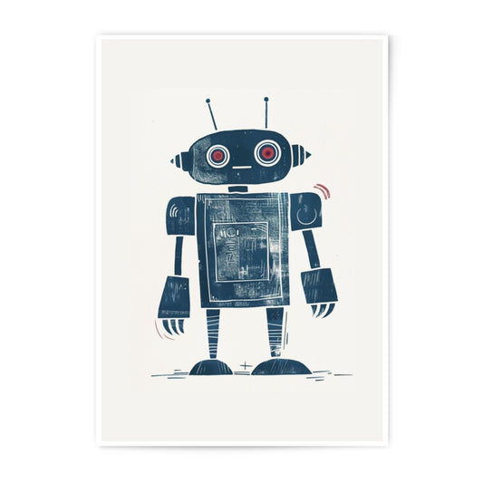 Retro Robot Photographic Print, Cute Robot Art Print, Vintage Robot Illustration, Sci-Fi Wall Decor, Kids Room Art, Playroom Decor - Tawshia