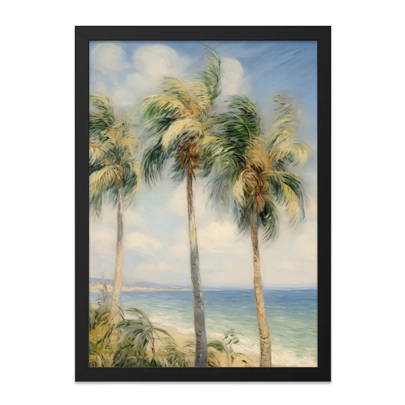 Tropical Palm Trees Wall Art, Beach Painting Print, Coastal Decor Artwork, Summer Seascape Palms, Ocean View Wall Decor, Tropical Wall Art - Tawshia
