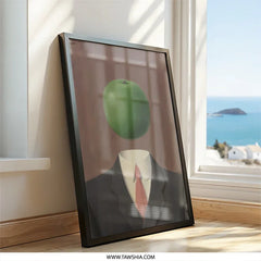 Son of Man Wall Art, Rene Magritte Print, Surrealist Decor, Apple Head Man Artwork, Framed Art Print, Office Decor, Home Wall Art - Tawshia