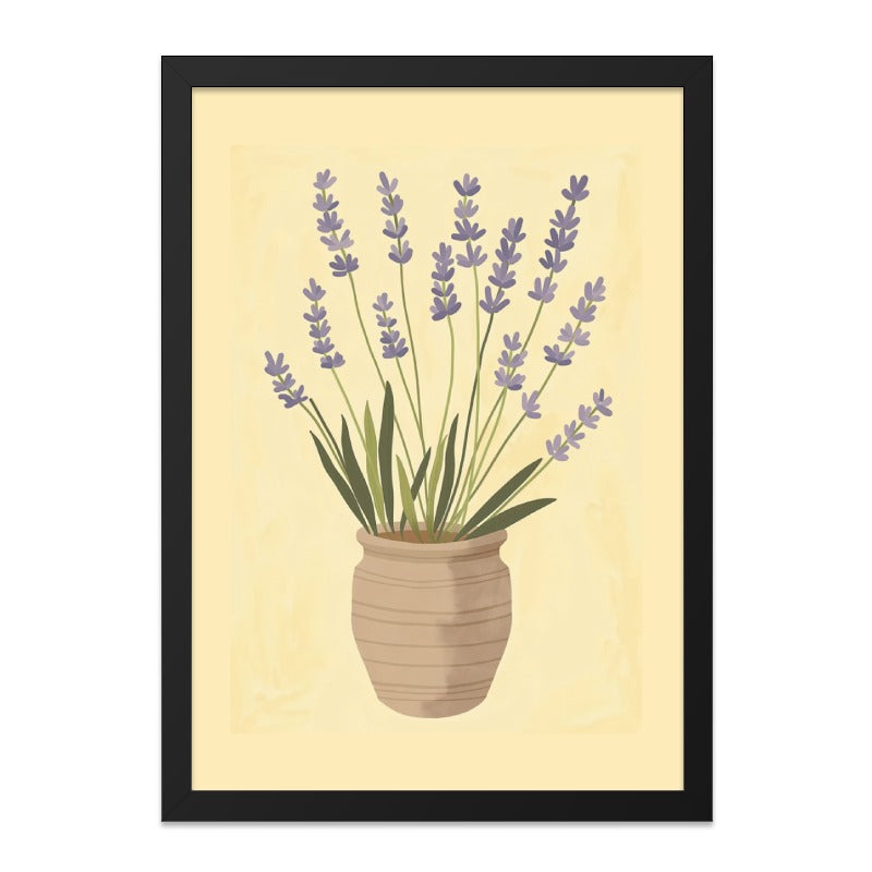 Lavender Wall Art, Floral Home Decor, Purple Flower Print, Botanical Illustration, Minimalist Art, Pottery Vase Design - Tawshia