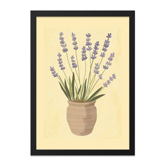 Lavender Wall Art, Floral Home Decor, Purple Flower Print, Botanical Illustration, Minimalist Art, Pottery Vase Design - Tawshia