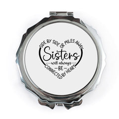 Sisters Pocket Mirror, Connected by Heart Gift, Sister Love Compact Mirror, Sister Birthday Present, Long Distance Sister Gift - Tawshia