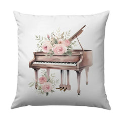 Piano Pillow, Floral Pillow, Music Room Decor, Instrument Art Pillow, Home Decor Pillow, Decorative Cushion, Elegant Pillow Design - Tawshia