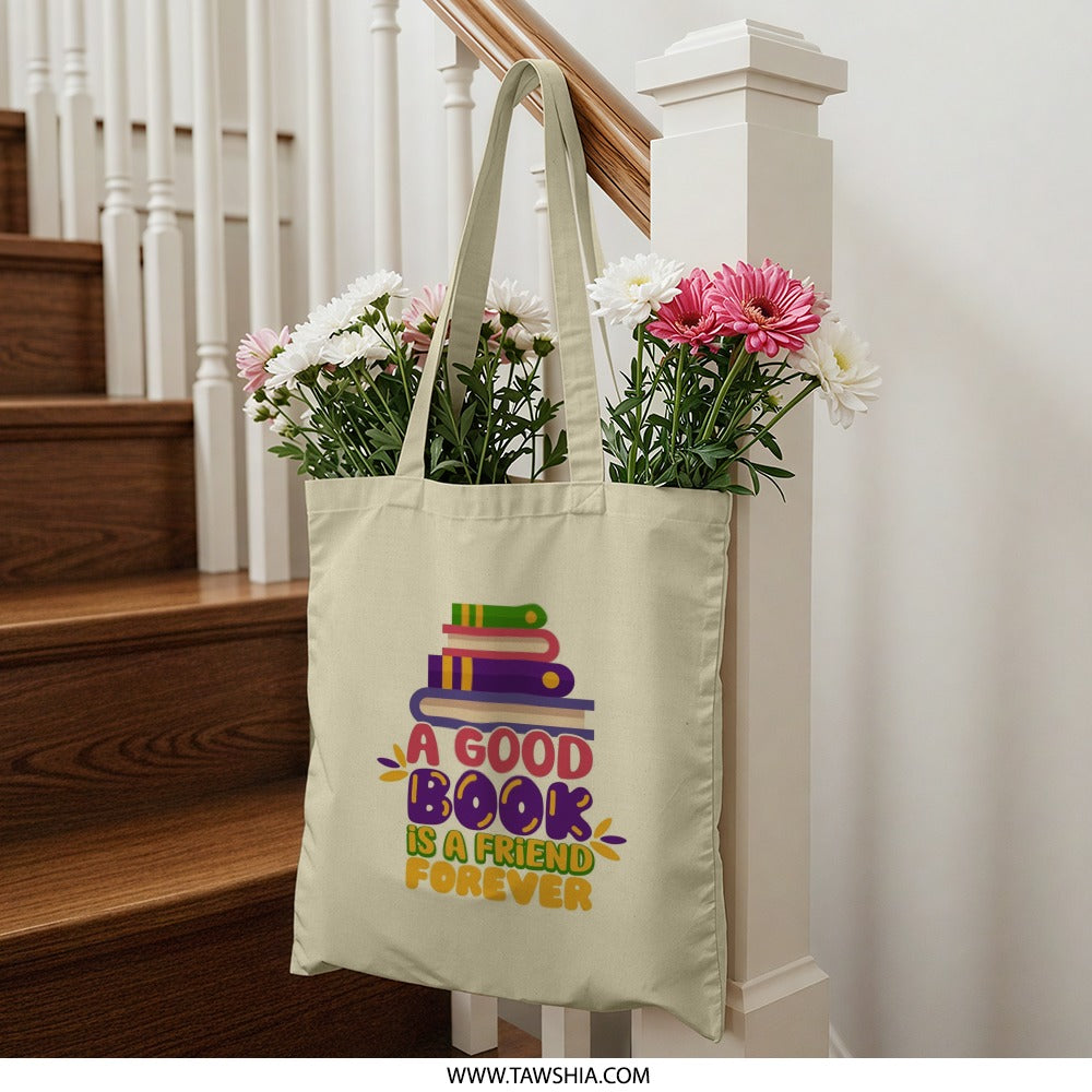 Book Lover Tote Bag, Good Book Friend Forever, Reading Tote, Bookish Gift, Teacher Tote, Librarian Gift, Book Club Tote, Bookworm Tote - Tawshia