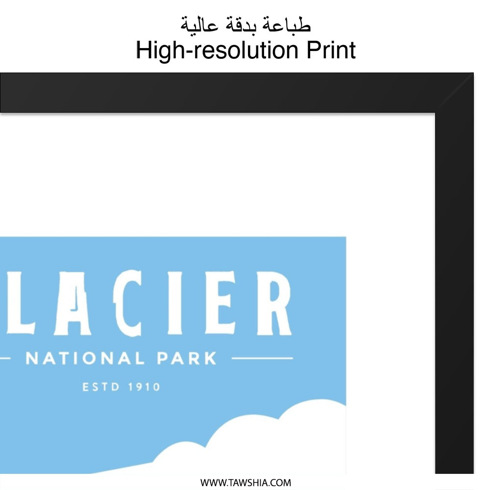 Glacier National Park Wall Art, Minimalist Landscape Print, Travel Poster, National Park Decor, Mountains Lake Art, Home Decor - Tawshia