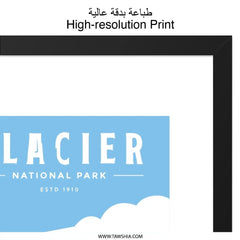 Glacier National Park Wall Art, Minimalist Landscape Print, Travel Poster, National Park Decor, Mountains Lake Art, Home Decor - Tawshia