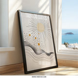 Abstract Sun Wall Art, Celestial Print, Minimalist Wall Decor, Geometric Art Print, Modern Home Decor, Contemporary Wall Art - Tawshia