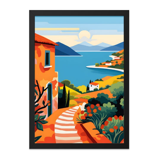 Coastal Village Wall Art, Mediterranean Sea View, Italian Riviera Print, Summer Landscape Painting, Modern Home Decor, Travel Poster - Tawshia
