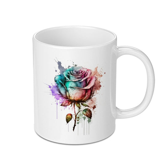 Watercolor Rose Mug, Floral Art Coffee Cup, Artistic Gift Idea, Colorful Flower Mug, Rose Lover Gift, Unique Flower Design, Gifts for Her - Tawshia