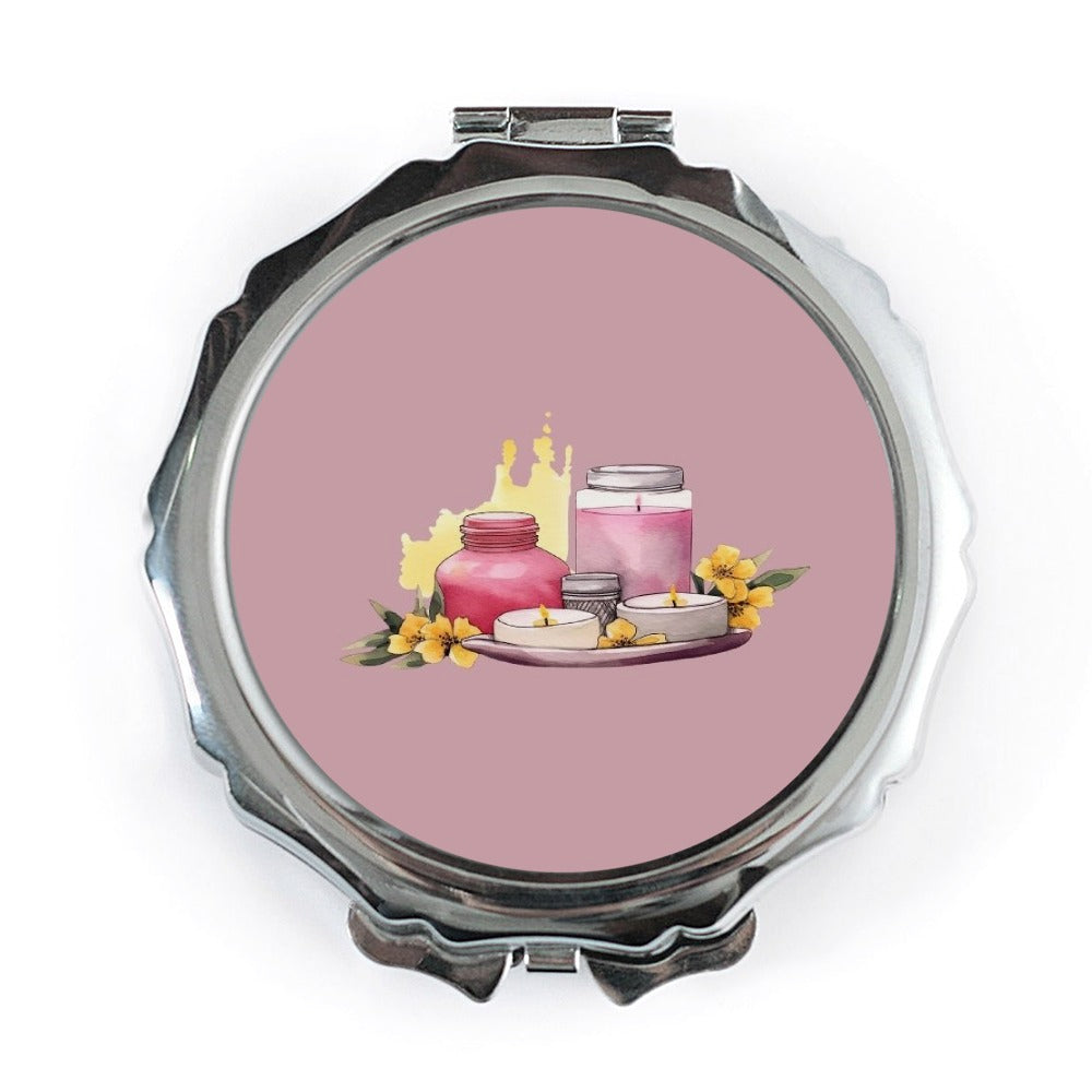 Spa Day Pocket Mirror, Candle Mirror, Relaxation Gift, Self Care Mirror, Aromatherapy Present, Floral Gift, Spa Lover, Compact Mirror - Tawshia