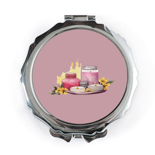Spa Day Pocket Mirror, Candle Mirror, Relaxation Gift, Self Care Mirror, Aromatherapy Present, Floral Gift, Spa Lover, Compact Mirror - Tawshia