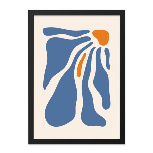 Abstract Floral Wall Art, Blue and Orange Print, Modern Art Poster, Contemporary Home Decor, Minimalist Wall Decor - Tawshia