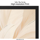 Beige Feather Wall Art, Neutral Abstract Art, Minimalist Home Decor, Large Wall Decor, Feather Print, Modern Wall Art, Living Room Decor - Tawshia