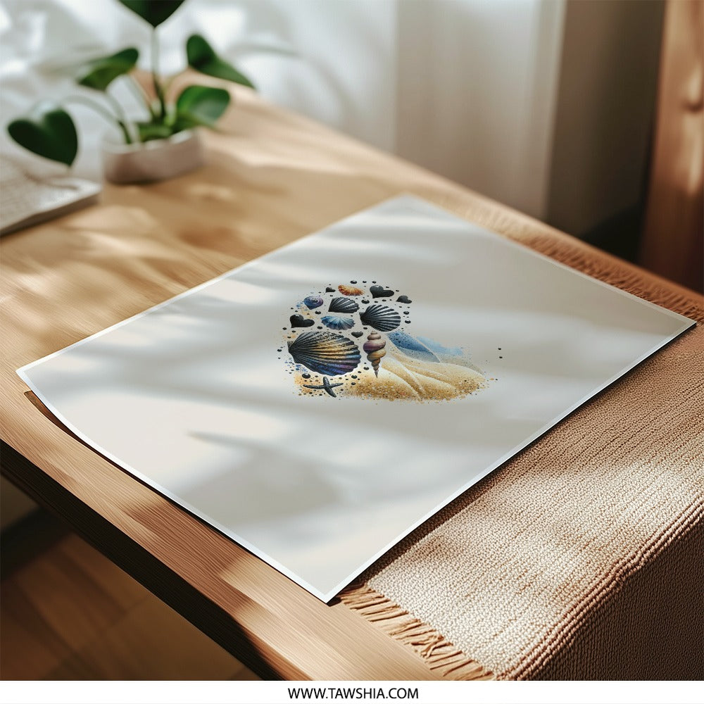 Seashell Heart Photographic Prints, Coastal Decor, Beach Art, Ocean Lover Gift, Nautical Wall Art, Sea Shell Print, Summer Vibes, Beach - Tawshia