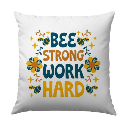 Bee Strong Work Hard Pillow, Motivational Pillow, Inspirational Pillow, Bee Lover Gift, Positive Affirmation Pillow, Pillow Decor - Tawshia
