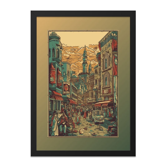 Middle Eastern City Wall Art, Islamic Architecture Print, Exotic Travel Scene Artwork, Vintage Style Cityscape, Unique Home Decor - Tawshia