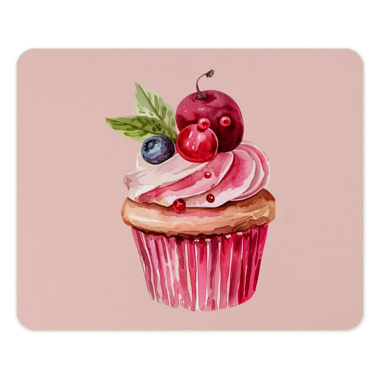 Cupcake Mouse Pad, Watercolor Dessert Art, Cute Office Decor, Food Lover Gift, Cherry Mousepad, Sweet Treat Design, Unique Desk Accessory - Tawshia