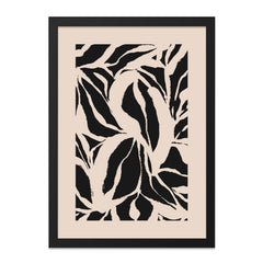 Abstract Leaves Wall Art, Minimalist Print, Beige and Black Artwork, Modern Home Decor, Botanical Illustration, Neutral Tone Art - Tawshia