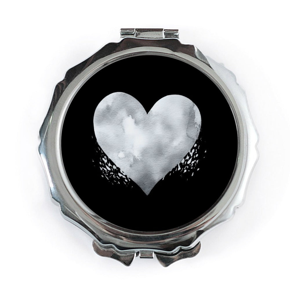 Cloud Heart Pocket Mirror, Portable Mirror, Heart Gift, Celestial Mirror, Travel Mirror, Makeup Mirror, Gift for Her, Cloud Art - Tawshia