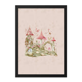 Enchanted Fairy House Wall Art, Mushroom Home Print, Butterfly Decor, Fantasy Castle Artwork, Whimsical Gift - Tawshia