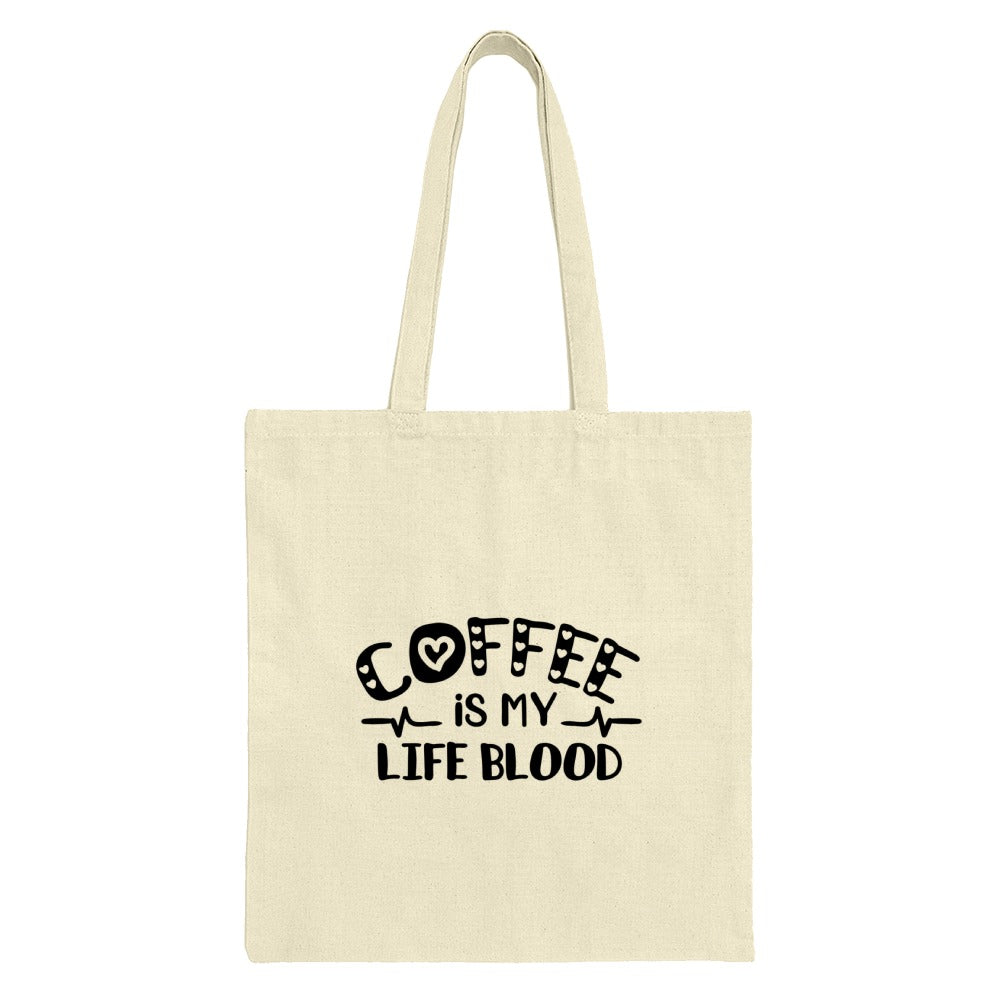 Coffee is My Life Blood Tote Bag, Caffeine Lover Gift, Coffee Addict Shopper Bag, Funny Tote Bag, Eco Friendly Bag, Reusable Grocery Bag - Tawshia