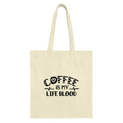 Coffee is My Life Blood Tote Bag, Caffeine Lover Gift, Coffee Addict Shopper Bag, Funny Tote Bag, Eco Friendly Bag, Reusable Grocery Bag - Tawshia