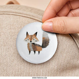Cute Fox Pinback Button, Animal Button Badge, Whimsical Fox Design, Childrens Button, Fox Lover Gift, Button for Bags, Jackets, Backpacks - Tawshia
