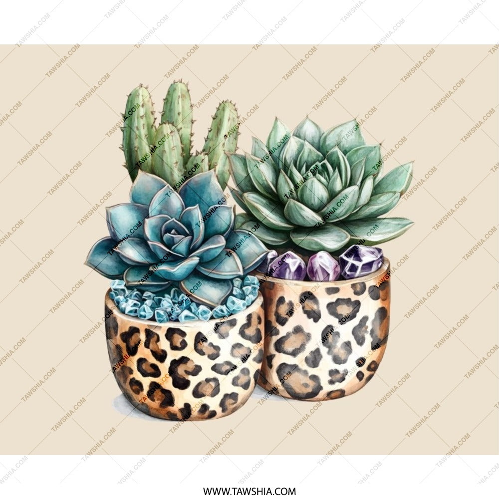 Leopard Print Succulent Mouse Pad, Cactus Mousepad, Botanical Art Desk Accessory, Stylish Work from Home Decor, Trendy Office Gift - Tawshia