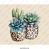 Leopard Print Succulent Mouse Pad, Cactus Mousepad, Botanical Art Desk Accessory, Stylish Work from Home Decor, Trendy Office Gift - Tawshia
