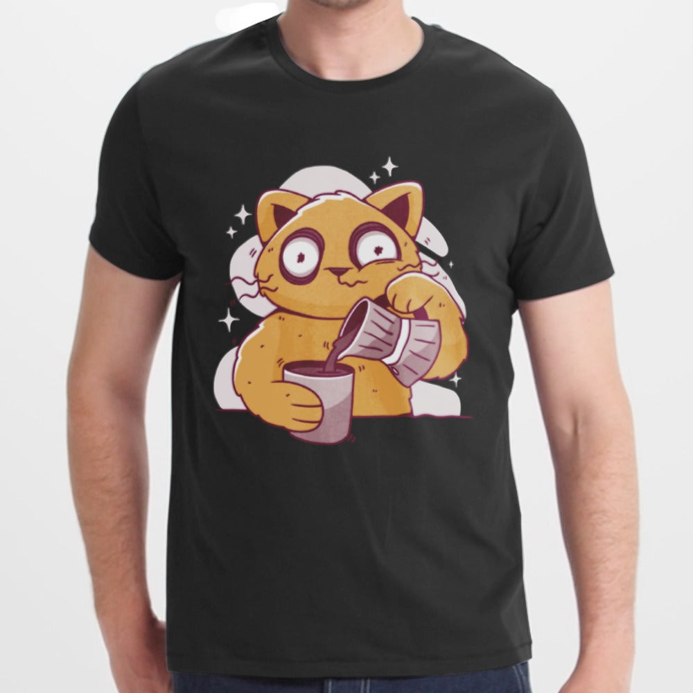 Cat Pouring Coffee Graphic Art T-shirt product