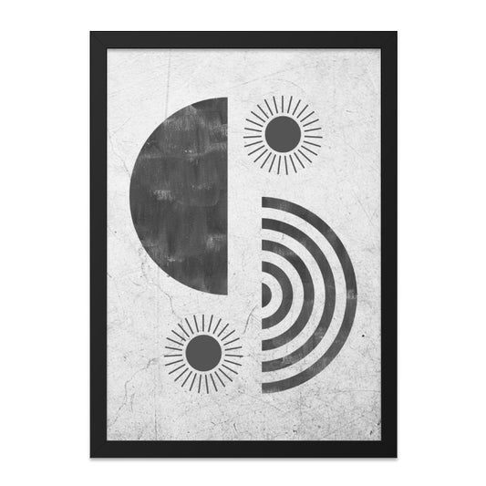 Abstract Geometric Wall Art, Boho Sun Print, Minimalist Art Decor, Modern Home Art, Black and White Artwork, Trendy Wall Hanging - Tawshia