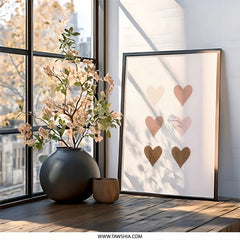 Hearts Wall Art Print, Minimalist Decor, Boho Art, Love Home Decor, Heart Artwork, Nursery Art Print, Gallery Wall Art - Tawshia