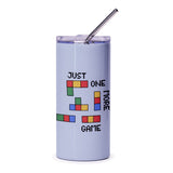 Just One More Game Tumbler, Retro Video Game Lover Gift, Gaming Addiction Tumbler, 80s Nostalgia, Tetris Inspired Design Tumbler - Tawshia