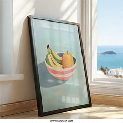 Fruit Bowl Wall Art, Still Life Painting Print, Kitchen Decor, Modern Art Print, Banana and Apple Art, Foodie Gift, Framed Art - Tawshia