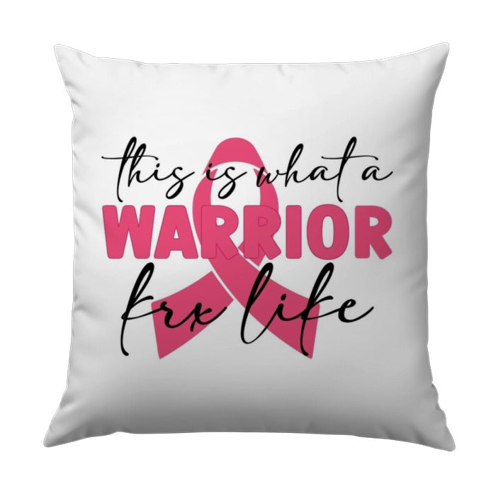 Warrior for Life Ribbon Pillow, Pink Ribbon Awareness Pillow, Cancer Awareness Decorative Pillow, Fight Like a Warrior Pillow Gift - Tawshia