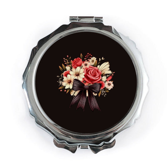 Floral Pocket Mirror, Roses Bouquet Mirror, Elegant Compact Mirror, Flower Power Mirror, Bridesmaid Gift, Unique Handbag Mirror - Tawshia
