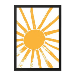 Sunny Wall Art, Sunshine Print, Yellow Sun Art, Boho Wall Decor, Abstract Sun, Minimalist Wall Art, Summer Wall Art, Warm Decor, Framed Art - Tawshia