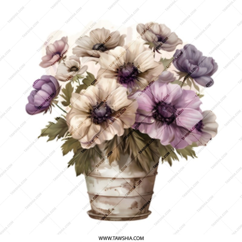 Floral Anemone Mug, Watercolor Flower Bouquet Cup, Unique Coffee Mug, Artistic Gift Mug, Flower Lover Gift, Cute Mug, Floral Mug Design - Tawshia
