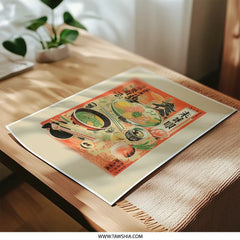 Japanese Food Photographic Print, Retro Food Art, Noodle Bowl Poster, Japanese Restaurant Decor, Asian Food Print, Kitchen Art - Tawshia